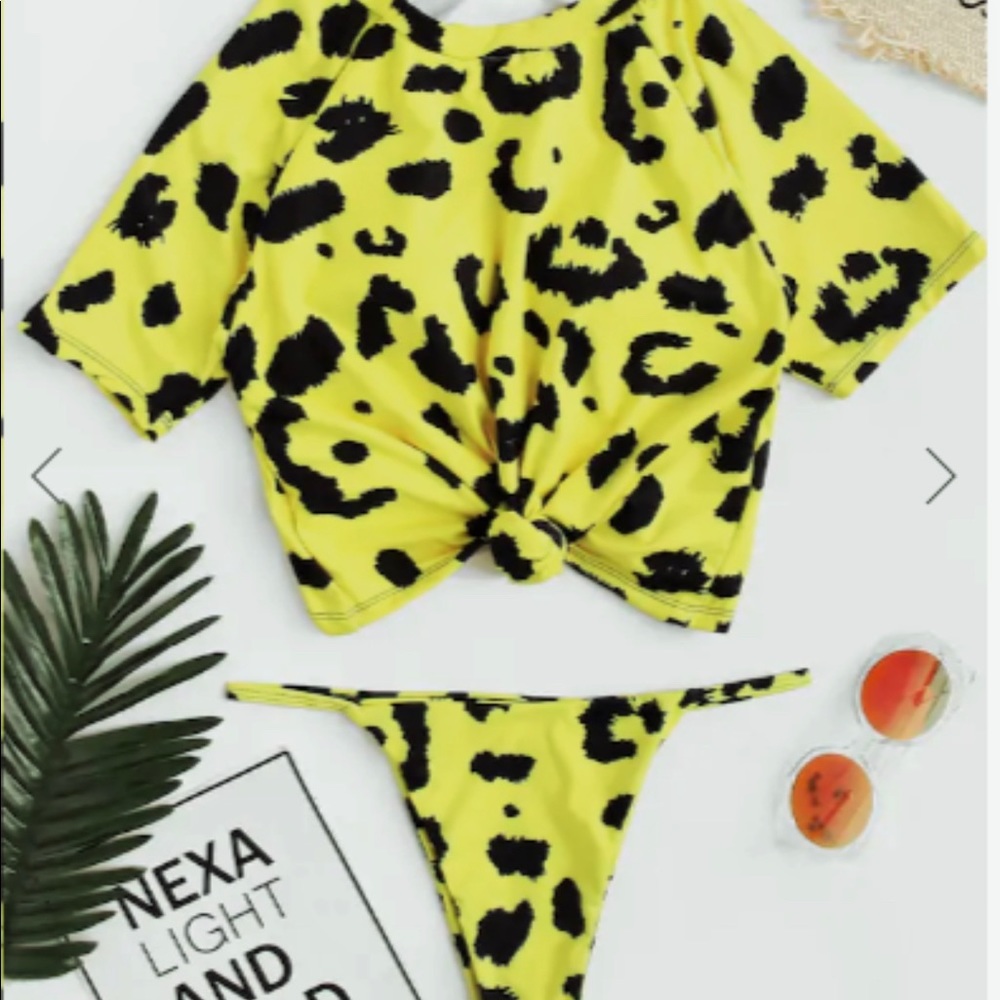 Leopard Knot Front Tankini